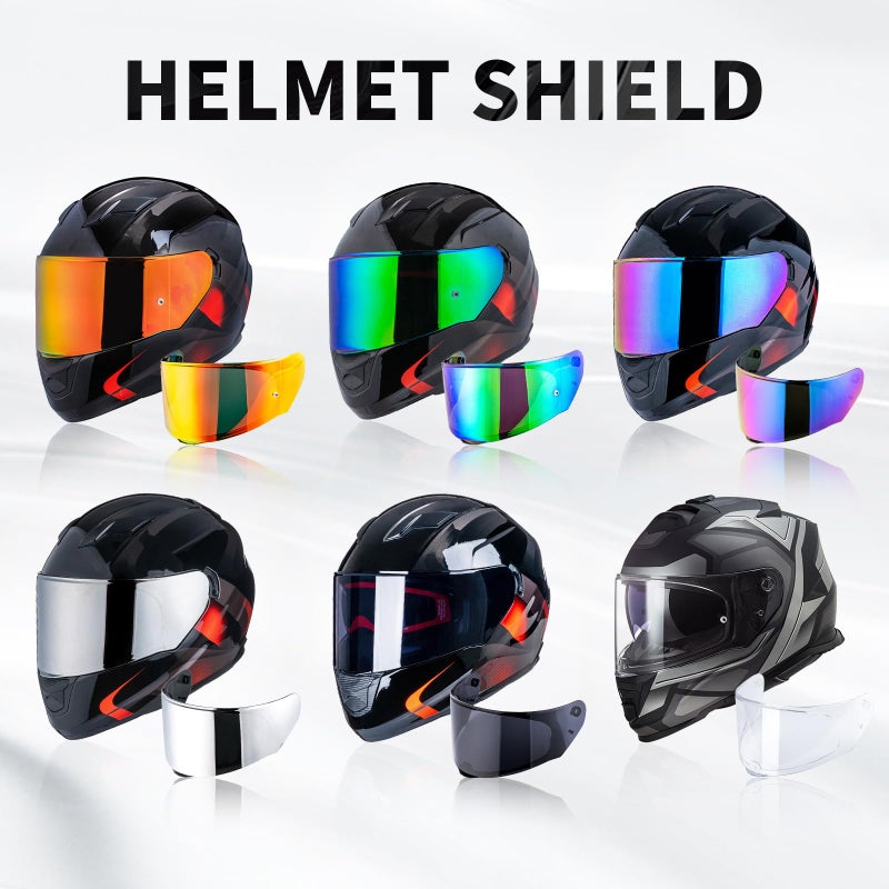 VCOROS Motorcycles Helmet Visor Shield Replacement For LS2 Assault/Rapid/Stream Outer Face Shield Street Motorcycle Helmet (Chrome Silver) - Image 2
